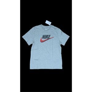 Nike Futura Logo Graphic Tee, T-Shirt, Grey/Red AR4993-063 Medium NWT